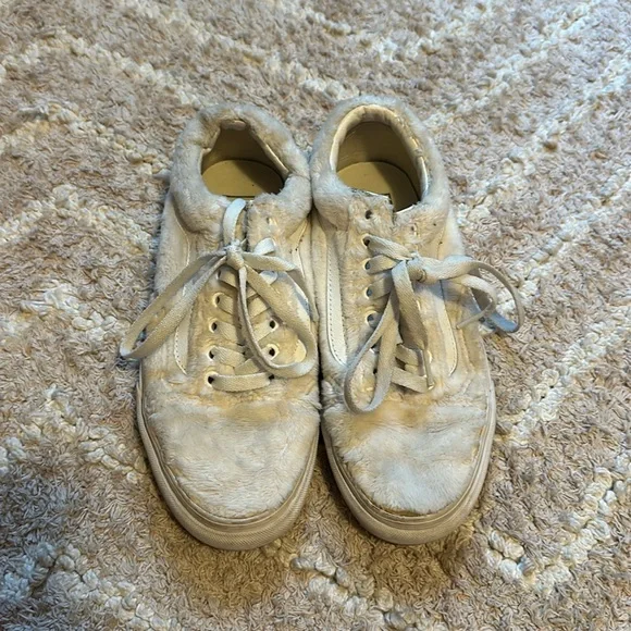 Cream Fluffy Vans - Picture 1 of 6